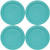 Pyrex 7200-PC Turquoise Round Plastic Food Storage Replacement Lid Cover (4-Pack)