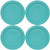 Pyrex 7200-PC Turquoise Round Plastic Food Storage Replacement Lid Cover (4-Pack)