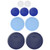 Pyrex (2) 7202 White Lids, (3) 7200 Cadet Blue Lids, (2) 7201 Blue Cornflower Lids, and (2) 7402 Dark Blue Lids