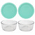 Pyrex 7201 4-Cup Round Glass Food Storage Bowl w/ 7201-PC Sea Glass Green Lid Cover (2-Pack)