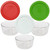 Pyrex (3) 7202 1-Cup Glass Bowls & Holiday Themed Red, White, & Green Lid