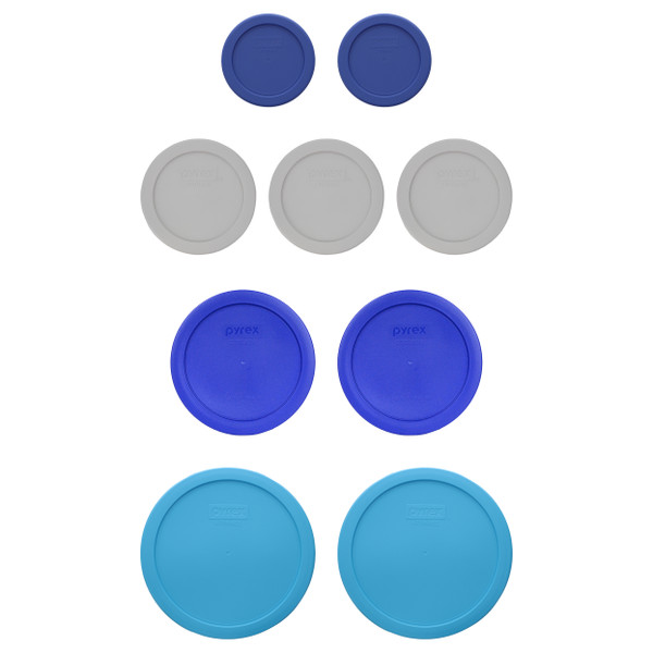 Pyrex 9-Piece Bundle with Amparo Blue, Rainstorm Blue, Cadet Blue, and Bright Pantone Blue Lids