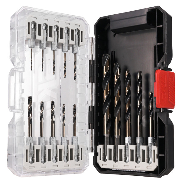 SKIL TDB5000 15pcs Hex Shank Twist Drill Bit Set for  ¼-inch Hex Shank Chuck Drill or Impact Driver