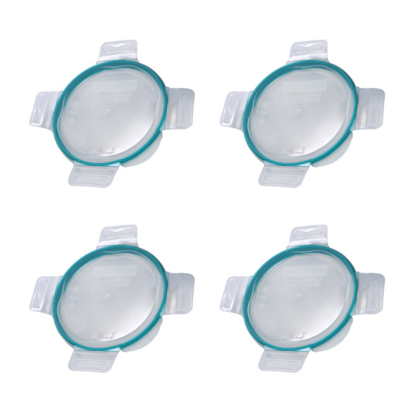 Snapware 7201R-PC 4-Cup Clear Total Solutions BPA-Free Plastic Food Storage Lid with Teal Gasket (4-Pack) - Made in USA