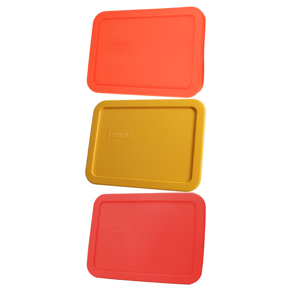 Pyrex 7210-PC 3-Cup Pumpkin Orange, Lemon Drop Yellow, and Red Food Storage Replacement Lids