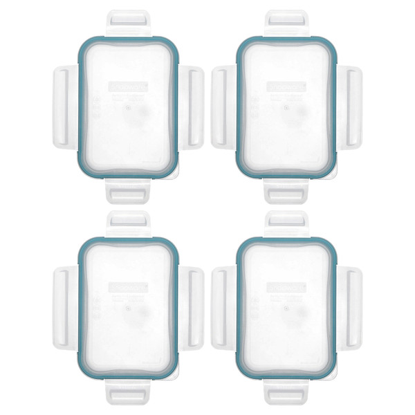 Snapware 8602-PC 2-Cup Clear Total Solutions BPA-Free Plastic Food Storage Lid with Juniper Green Gasket (4-Pack) - Made in the USA