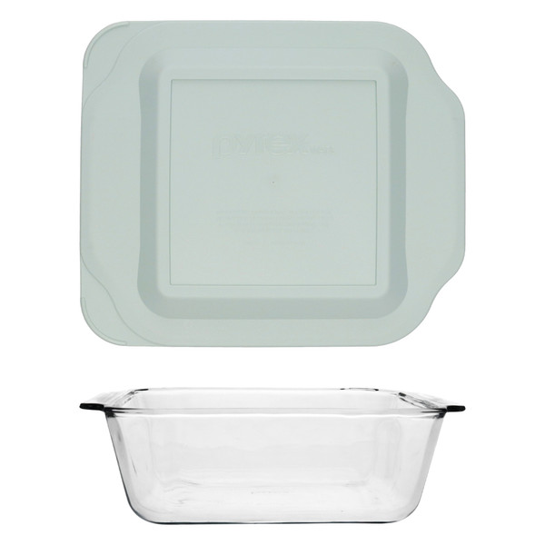Pyrex 222-D 2.5Qt Deep Glass Baking Dish and 222-PC Sage Green Lid