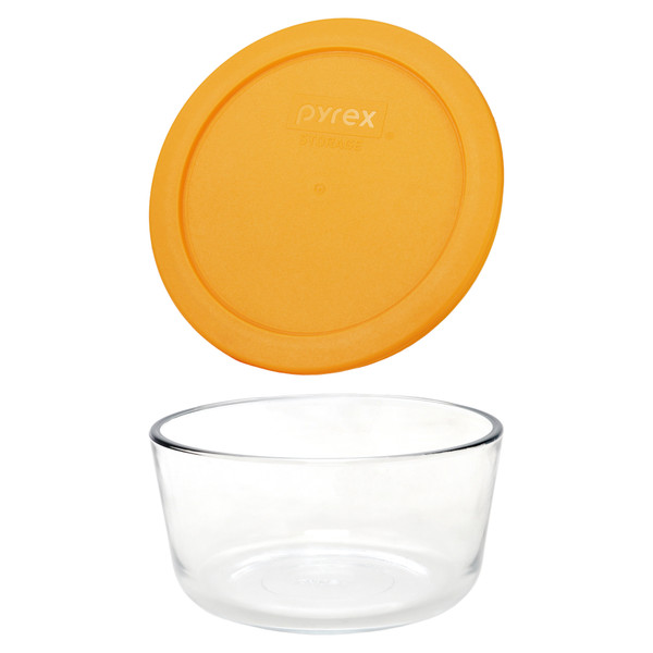 Pyrex 7201 4-Cup Glass Bowl & 7201-PC Lemondrop Yellow Lid