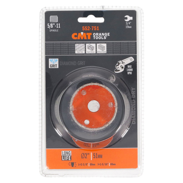 CMT 552-751 Diamond Saw Hole for Angle Grinders or High-Speed Drills