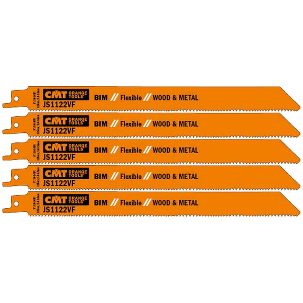 CMT JS1122VF-5 10-14 TPI 5-Piece 8-Inch Bimetal Saw Blades for Reciprocating Saw