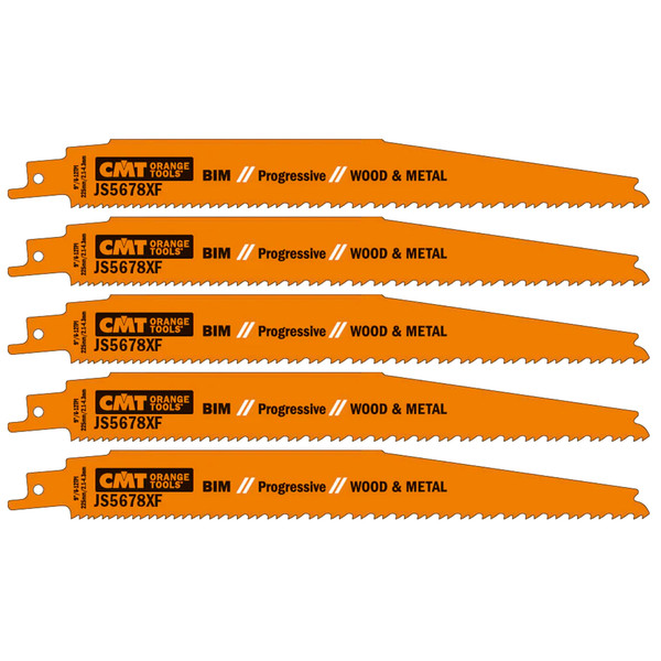 CMT JS5678XF-5 5-Piece Bimetal Saw Blades for Reciprocating Saws