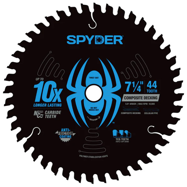 Spyder 13019 Tarantula 7-1/4-Inch 44-Tooth Decking Circular Saw Blade for 5/8-Inch Arbor Circular Saws