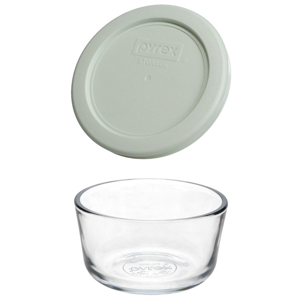 Pyrex 7202 1-Cup Glass Bowl & 7202-PC White Mint Lid