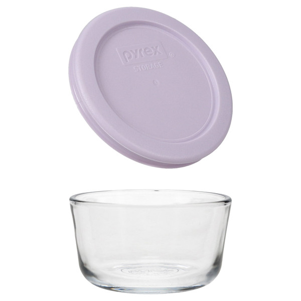 Pyrex 7202 (1-Cup) Glass Bowl and 7202-PC Wisteria Purple Replacement Lid