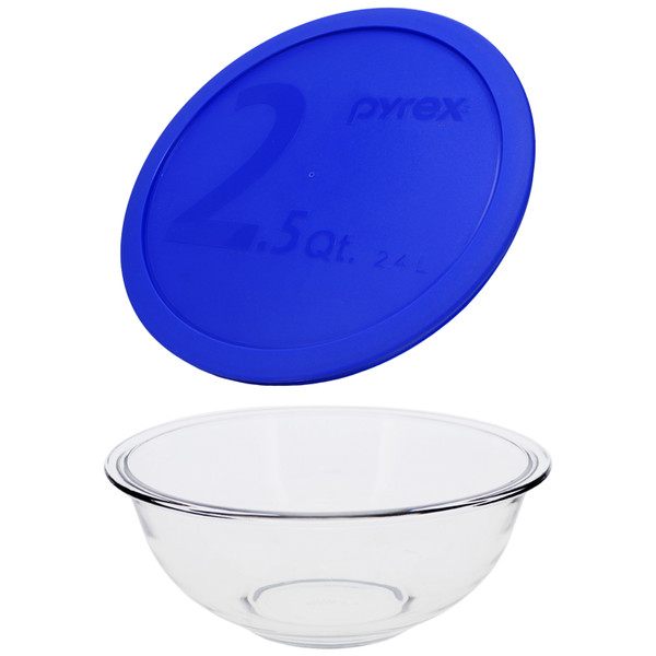 Pyrex 325 2.5Qt Glass Mixing Bowl with 325-PC Blue Replacement Lid