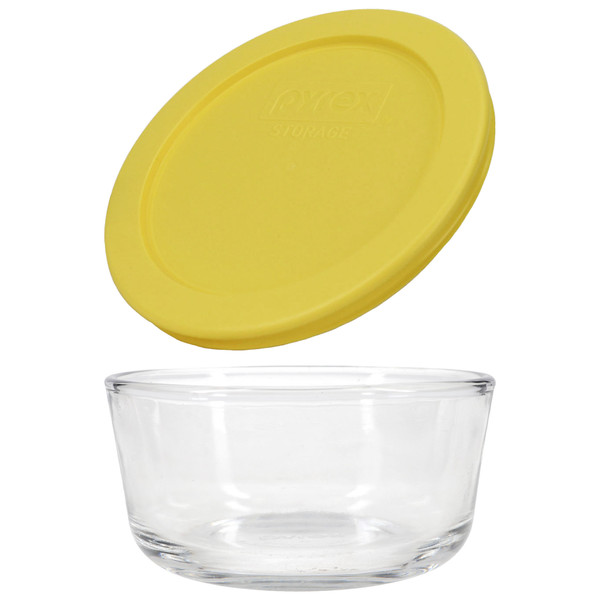 Pyrex 7200 & 7200-PC 2-Cup Glass Bowl and 2-Cup Pastel Yellow Lid