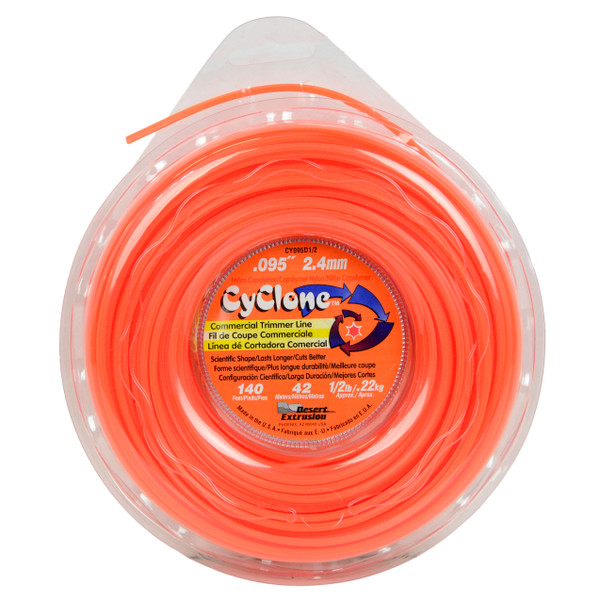 Cyclone CY095D1/2 0.095" x 140ft Orange Commercial Trimmer Line, Made in the USA
