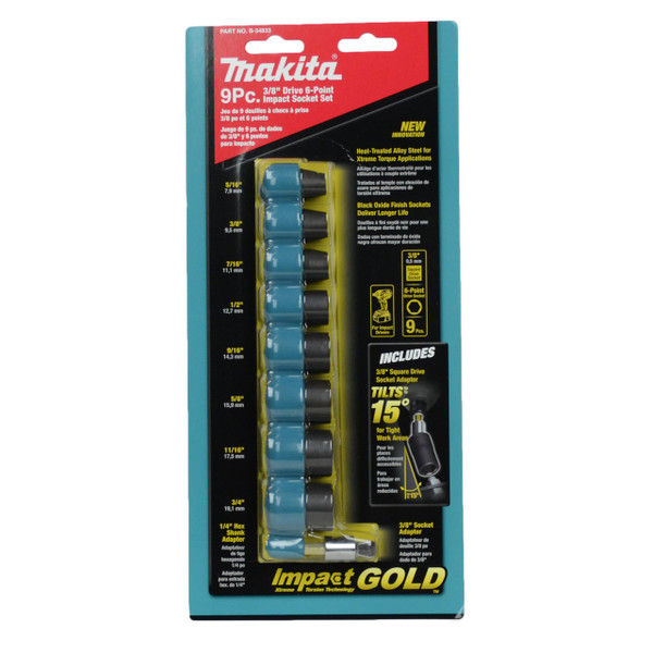 Makita B-34833 Impact Gold 9pc Socket Set
