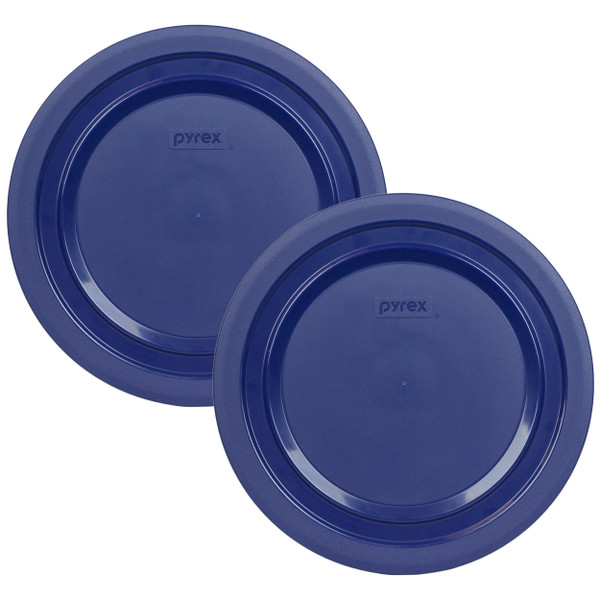 Pyrex 7404-PC Dark Blue 4.5 Quart Round BPA Free Plastic Lids - 2 Pack