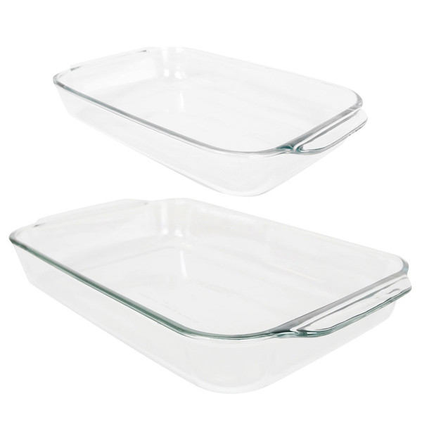 Pyrex 233 3Qt & 232 2Qt Clear Glass Baking Dishes