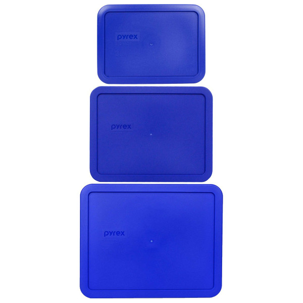 Pyrex 7212-PC, 7211-PC, and 7210-PC Cobalt Blue Rectangle Plastic Lids