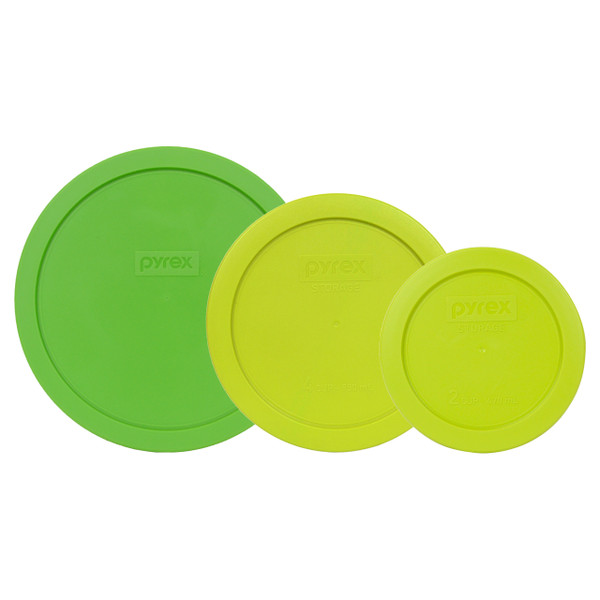 Pyrex 7402-PC, 7201-PC, and 7200-PC Green Round Plastic Lids