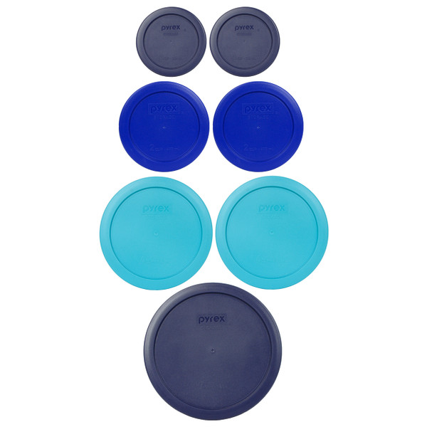 Pyrex 7202-PC, 7200-PC, 7201-PC, 7402-PC Blue Wave 7pc Storage Lid Bundle