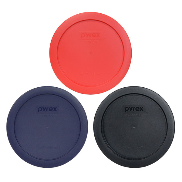 Pyrex 7201-PC Black, Blue, and Red 4-Cup Plastic Replacement Lids