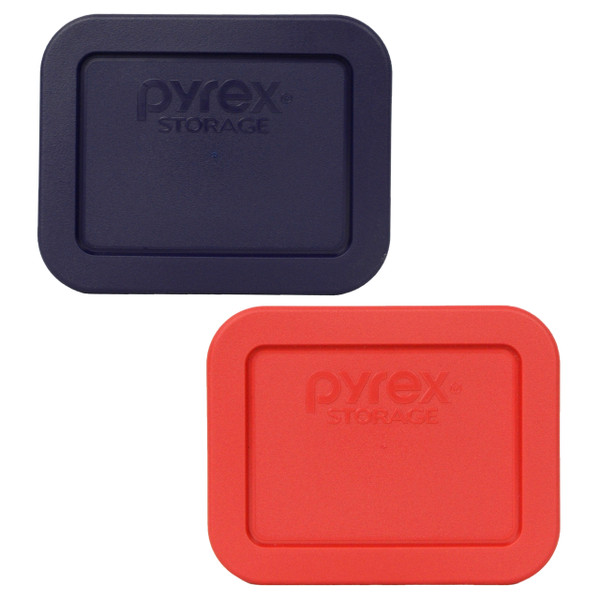 Pyrex 7213-PC Dark Blue and Red 1.9 Cup Rectangle Plastic Replacement Lid Set