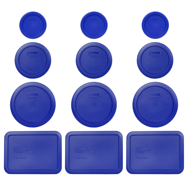 Pyrex (3) 7202-PC (3) 7200-PC, (3) 7201-PC & (3) 7210-PC Cadet Blue Replacement Lids