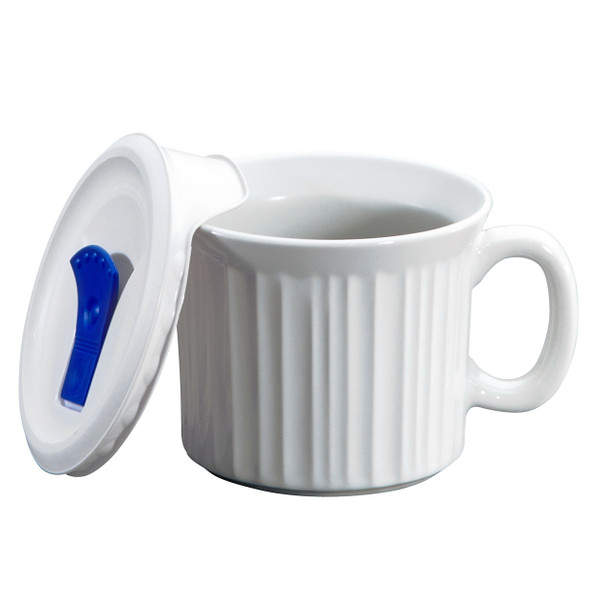 Corningware 20 fl oz French White Meal Mug with Plastic Vented Lid
