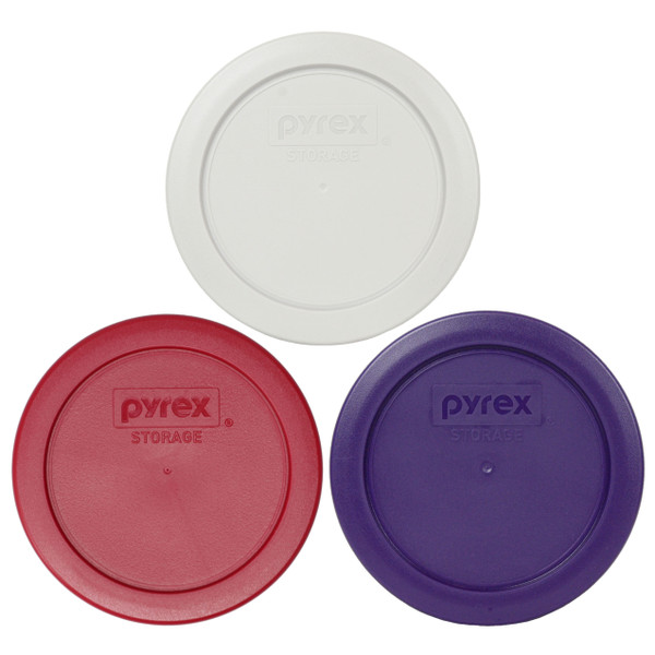 Pyrex 7200-PC Sleek Silver, Plum Purple, and Sangria Red Replacement Lid Covers