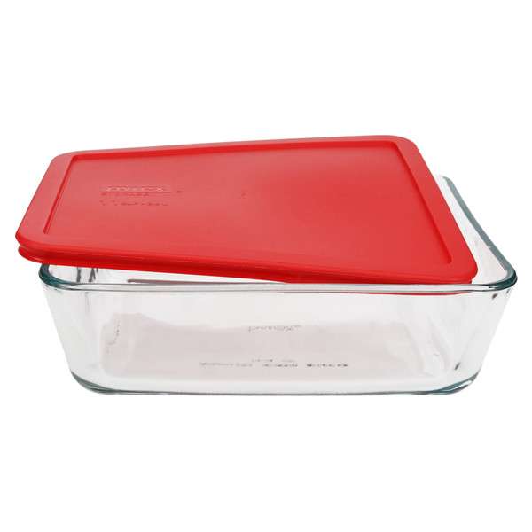 Pyrex 7212 11-Cup Glass Dish & 7212-PC Red Lid