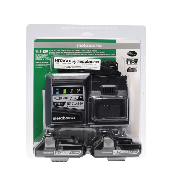 Metabo HPT/Hitachi UC18YSL3SM 18V Lithium-Ion Power Tool Battery and Charger Starter Kit