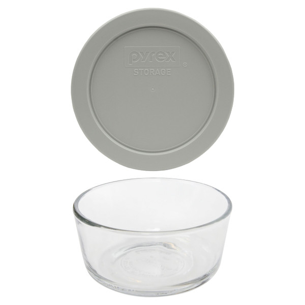 Pyrex Simply Store 7200 2-Cup Glass Storage Bowl w/ 7200-PC 2-Cup Jet Gray Lid Cover