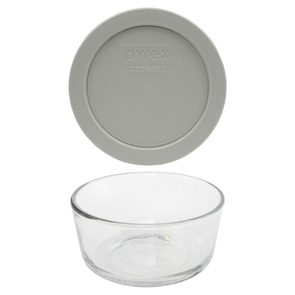 Pyrex Simply Store 7200 2-Cup Glass Storage Bowl w/ 7200-PC 2-Cup Jet Gray Lid Cover