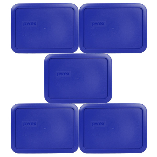 Pyrex 7210-PC Cadet Blue Rectangle Plastic Food Storage Lid, Made in USA (5-Pack)