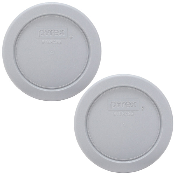 Pyrex 7202-PC Jet Grey Round Plastic Food Storage Replacement Lid Cover (2-Pack)