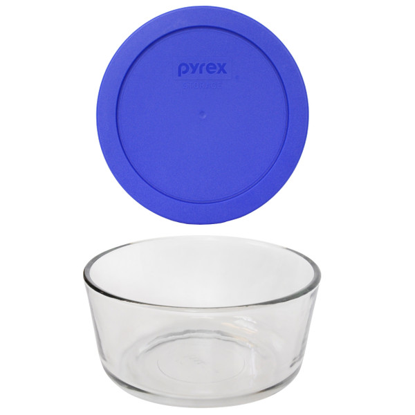 Pyrex (1) 7201 4-Cup Glass Bowl & (1) 7201-PC Sapphire Blue Lid