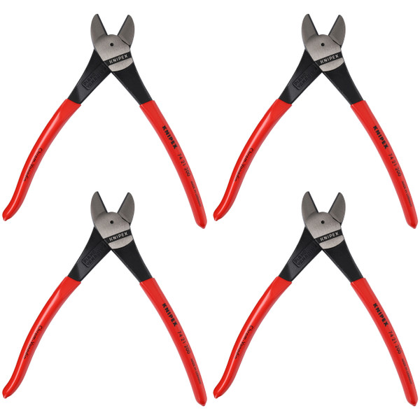 Knipex 74 21 200 8 in High Leverage Angled Diagonal Cutters (4-Pack)