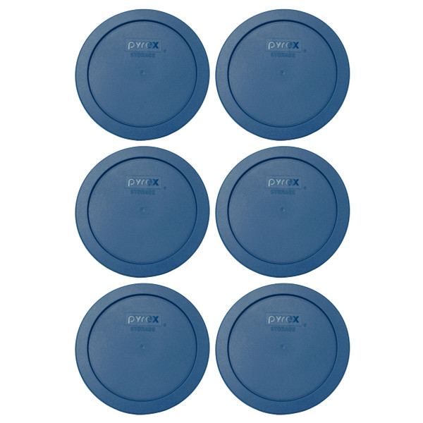 Pyrex 7201-PC Blue Spruce Round Plastic Food Storage Replacement Lid Cover (6-Pack)