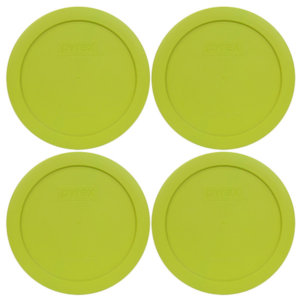 Pyrex 7201-PC Edamame Green Round Plastic Food Storage Replacement Lid Cover (4-Pack)