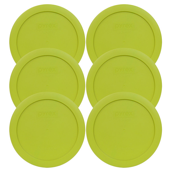 Pyrex 7201-PC Edamame Green Round Plastic Food Storage Replacement Lid Cover (6-Pack)