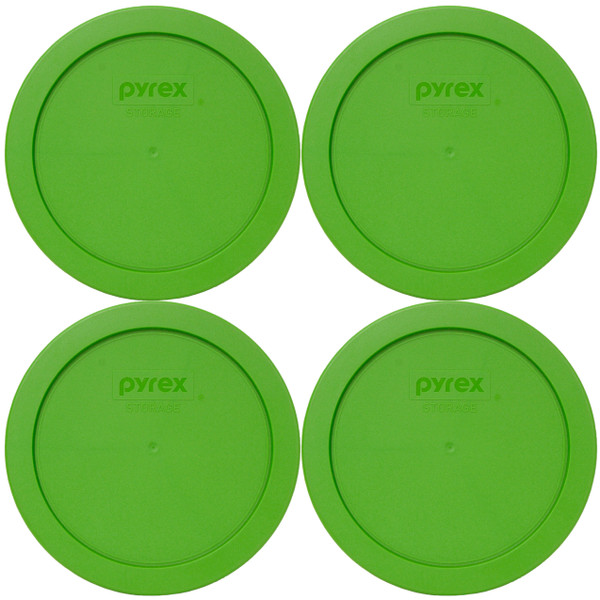 Pyrex 7201-PC Lawn Green Round Plastic Food Storage Replacement Lid Cover (4-Pack)