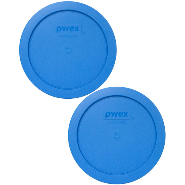 Pyrex 7201-PC Marine Blue Round Plastic Food Storage Replacement Lid Cover (2-Pack)