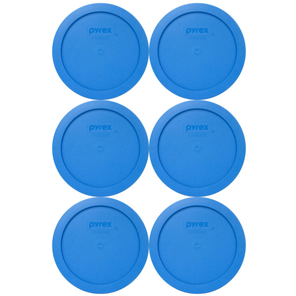 Pyrex 7201-PC Marine Blue Round Plastic Food Storage Replacement Lid Cover (6-Pack)