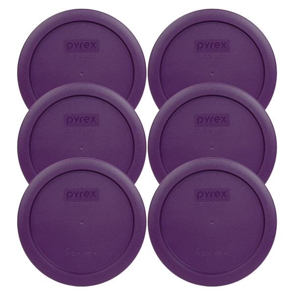 Pyrex 7201-PC Purple Round Plastic Food Storage Replacement Lid Cover (6-Pack)