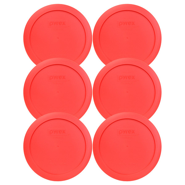 Pyrex 7201-PC Red Round Plastic Food Storage Replacement Lid Cover (6-Pack)