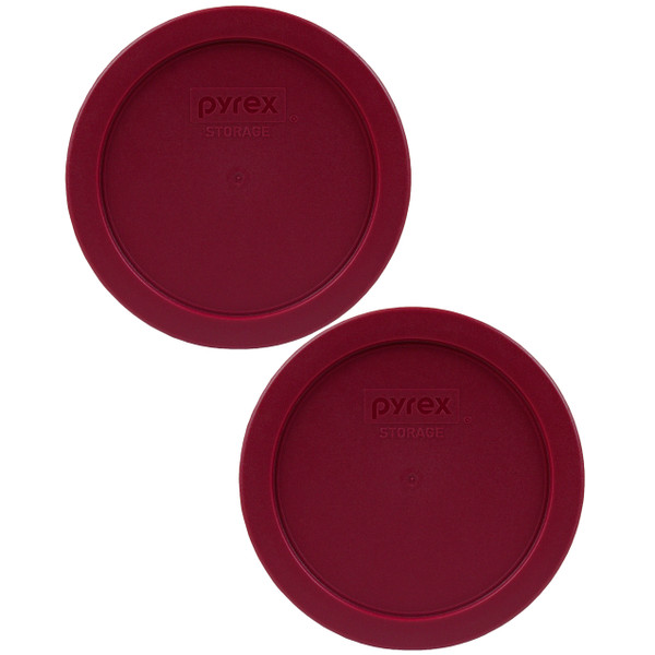 Pyrex 7201-PC Sangria Red Round Plastic Food Storage Replacement Lid Cover (2-Pack)