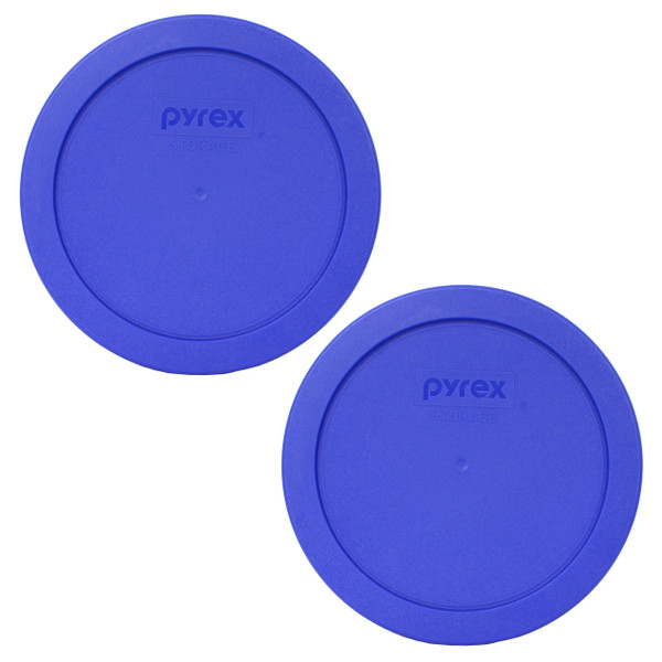 Pyrex 7201-PC Sapphire Blue Round Plastic Food Storage Replacement Lid Cover (2-Pack)